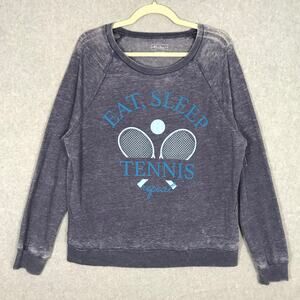 Miken Flow Sweatshirt Large Eat Sleep‎ Tennis Worn Distressed Lounge Everyday